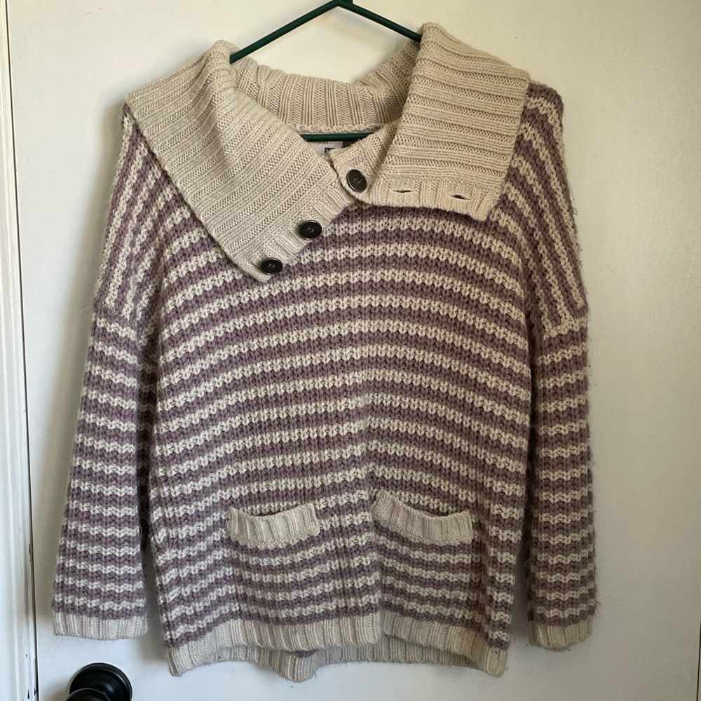 Purple and white striped Caslon sweater